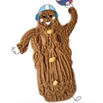 Vrolijke getekende speculaaspop met waterpolobal voor de speculaaspopactie van ZV De Ham